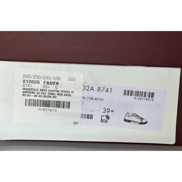 Gucci Women’s GG Supreme Ace Tonal Web Sneakers 9.5 US (39.5 Euro) 812026 NIB - Picture 15 of 15